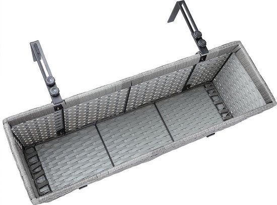 Casaria Polyrattan Bloembak – 2 Stuks Incl. Ophangbeugels - Grijs