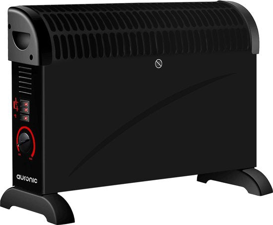 Auronic Elektrische Convectorkachel - 750/1250/2000 Watt - Met Ventilator - Verwarming - Ventilatorkachel - Zwart