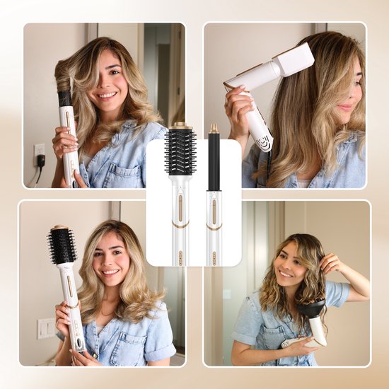 Beeperfect® Airstyler 8 in 1 - Multistyler - Krultang - Föhnborstel - Hairwrap - Föhnborstel - Met Diffuser - Haardroger - Krulborstel