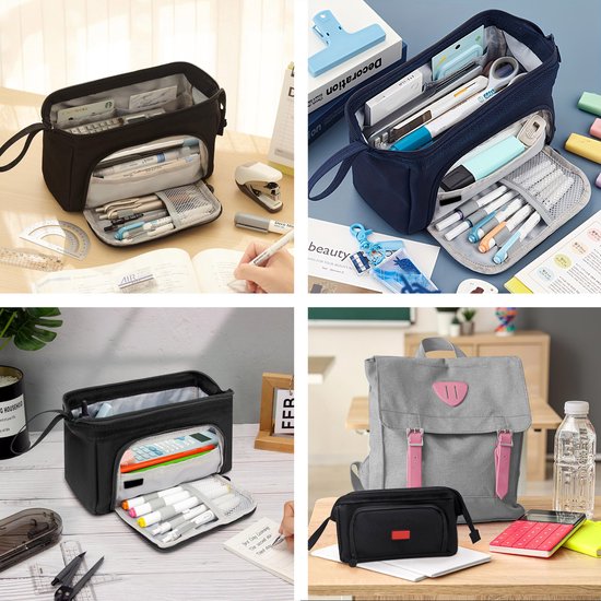 Diydash Etui XL - Pennenzak - Pennenetui - Schooletui - Grote Etui - Schoolspullen - Trousse Scolaire - Voor meisjes, jongens en volwassenen - Zwart