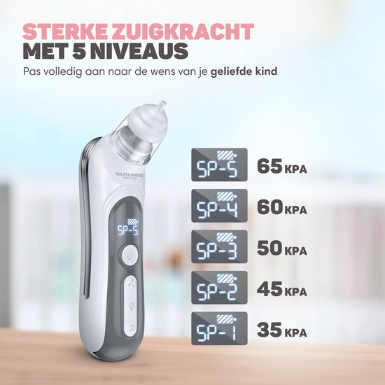 Vulpes Goods® BabyCare - Baby Neusreiniger - Baby Neusreiniger Elektrisch - Neusdouche Elektrisch - Neusreiniger - Snoetenpoetser - Neuszuiger - Grote Batterij - USB C - PRO