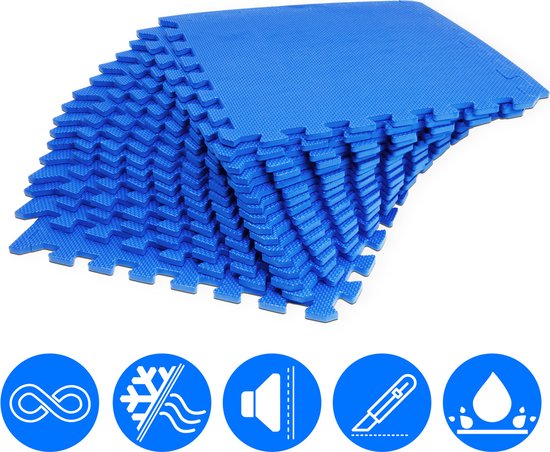Foamtegels, zwembadtegels 16 delig, ondergrond voor zwembad, blauw