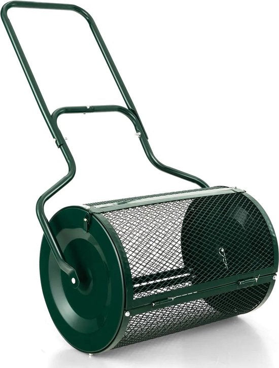 Coast Compostverspreider met Handgreep - 75L Inhoud - 68 x 41 x 123 cm - Metaal - Groen