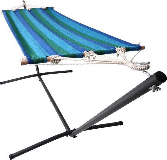 Detex Hangmat Incl. Metalen Frame - Veerkrachtig Robuust - Blauw
