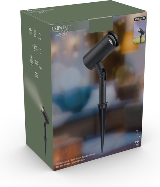 LED's Light Alden Buitenlamp met Spike - 1x GU10 - IP54 - Antraciet