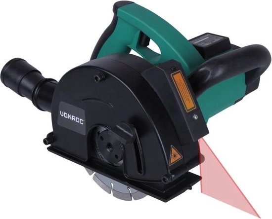 VONROC Muurfrees – Sleuvenfrees + laser – 1700W – Ø150MM – Incl. 2 diamantschijven & stofzuigadapter