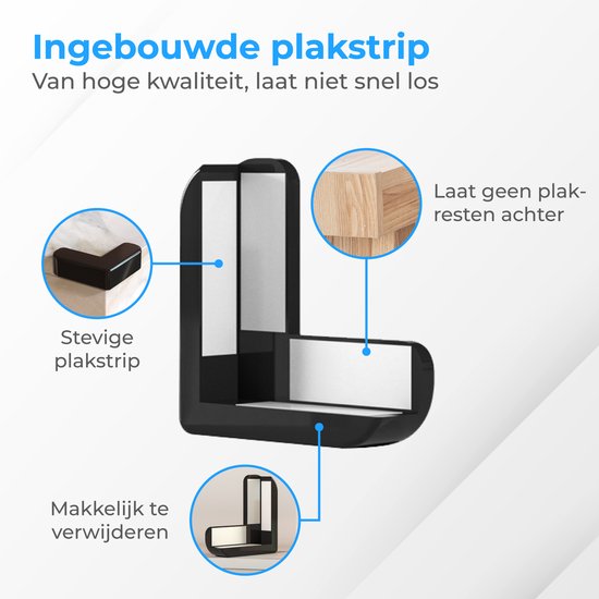 Nuvance - Hoekbeschermer - 12 stuks - Sterke Stootrand - Hoekbeschermers voor Tafel - Tafelhoek beschermers voor Baby en Kinderen - Transparant - Hoekbescherming - Zwart