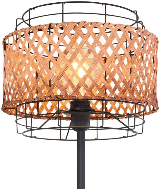 Vloerlamp GINA Metaal 151.0cm Matt zwart | Bamboe E27 1-Lichts