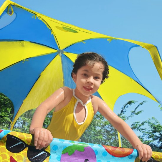 Bestway Steel Pro Kinderzwembad – UV Zonnescherm & Verkoelende Watersproeier – 244x51 cm