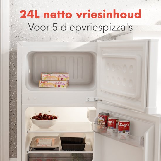 KitchenBrothers Koelkast - 61L Koelvak - 24L Vriesvak - IJskast - Koelvriescombinatie - Frigo - Vrijstaand - Wit
