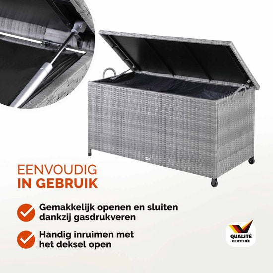 Casaria Opbergkist – Weerbestendig 122x56x61cm 420L - Grijs