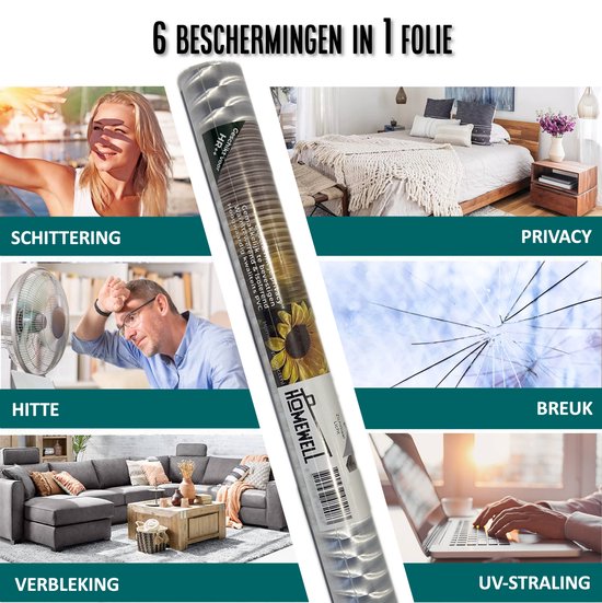 Homewell Raamfolie HR++ 70x300 - Isolerend & Zonwerend - Anti inkijk - Statisch - Lamellen