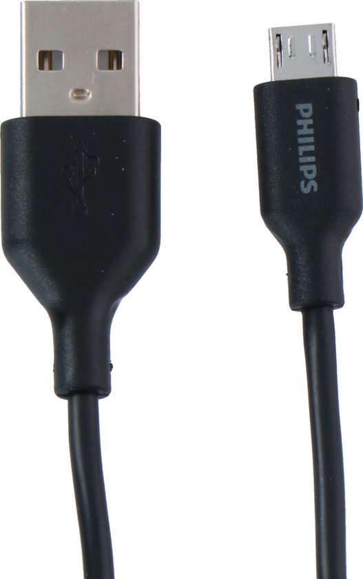 PHILIPS - USB-A naar Micro USB Kabel - DLC21030U - 1.2 Meter Kabel - Reserve Kabel - Zwart
