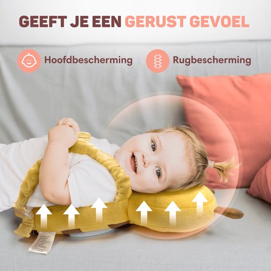 Vulpes Goods® BabyCare - Baby Hoofdbeschermer - Baby Valkussen - Baby Veiligheidskussen - Valrugzak - 3D Ademend - Veilig leren lopen - Bij