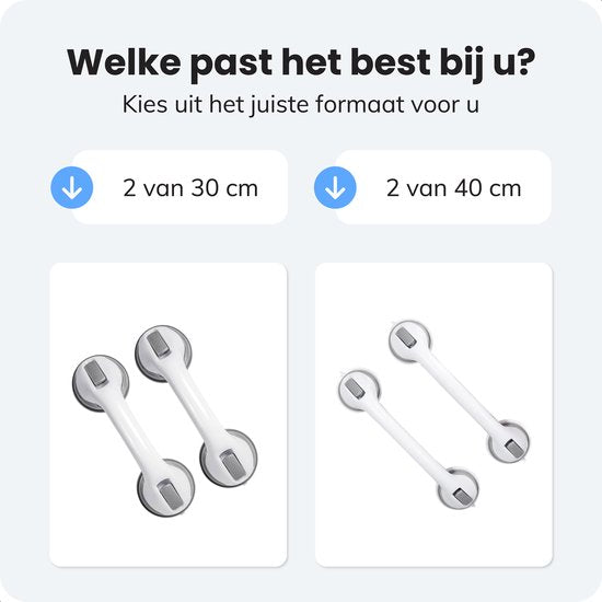 Douche Handgreep met Zuignap - 2 stuks - Geschikt voor douche en toilet - Vochtbestendig - Greep met zuignappen - Voor klein en groot - Extra veilig & sterk model - 30cm Luft