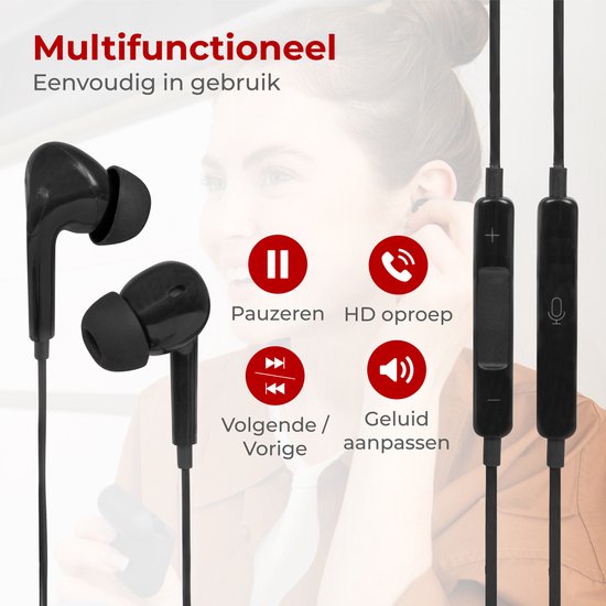 Nuvance - Oortjes met Draad - USB-C Aansluiting - Oordopjes met Draad - In-Ear Oortjes met Draad en Microfoon - Zwart