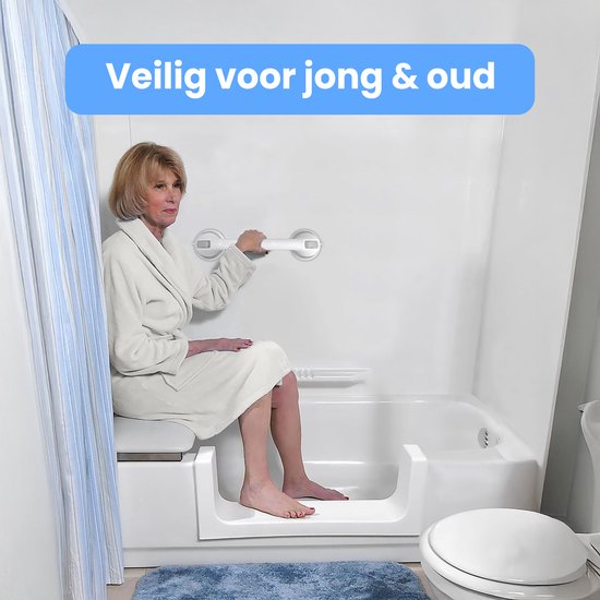 Handgreep met Zuignap - Voor in de Douche - 2 stuks - Douchegreep voor in de Badkamer - Wandbeugel - Extra veilig & sterk model - 40cm - Luft