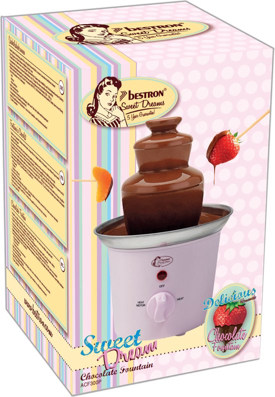 Bestron Chocoladefontein ACF300P - Chocolade fondue - 3 lagen - Roze - 5 jaar garantie