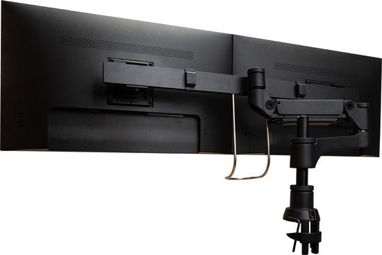 R-Go Tools Monitorarm – Voor 2 Monitoren – Dubbele Gasveerarm – VESA 75/100 – 48 cm Hoog – Ergonomische Bevestiging - Zwart