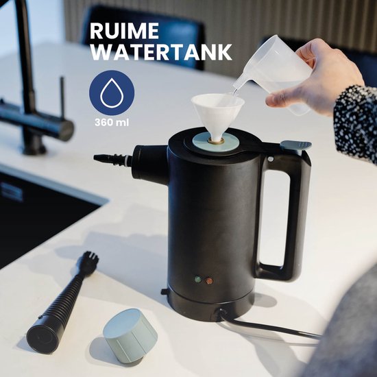 Nexxt Draadloze Stoomreiniger met Accessoires – Watertank 360 ml – Tot 135 °C en 3,5 Bar – Voor Vloeren en Bekleding – 1350 Watt – Zwart