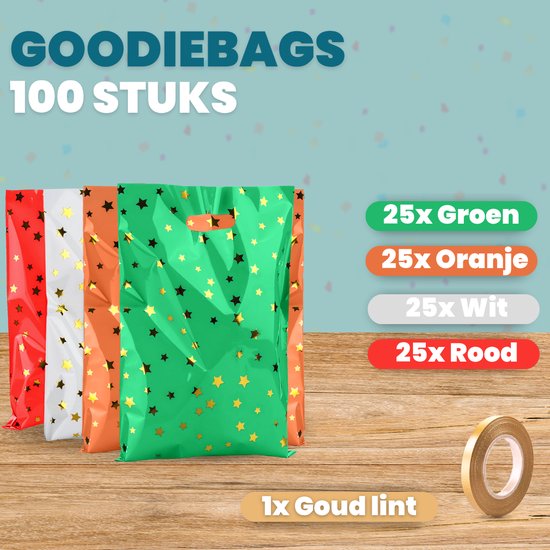 Feestio Uitdeelzakjes 100 Stuks - 17 x 25 cm - Snoepzakjes - Traktatie Zakjes Kinderfeestje - Cadeauzakjes Cadeautasjes - Verjaardag