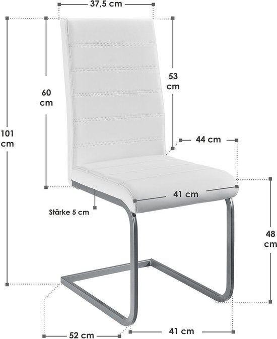 2 Eetkamerstoelen / stoel - Vegas - Kunstleer - Wit
