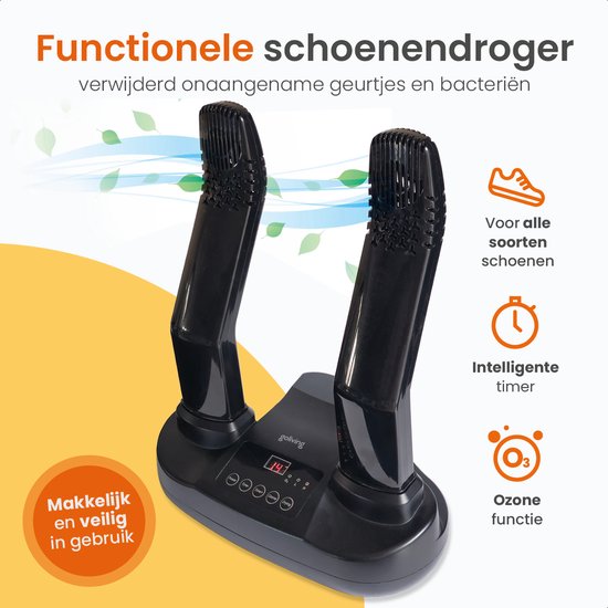 Goliving Schoenendroger Ozone - 40 x 32 cm - Schoenverfrisser - Schoendroger - Droogfunctie - Elektrisch - Zwart