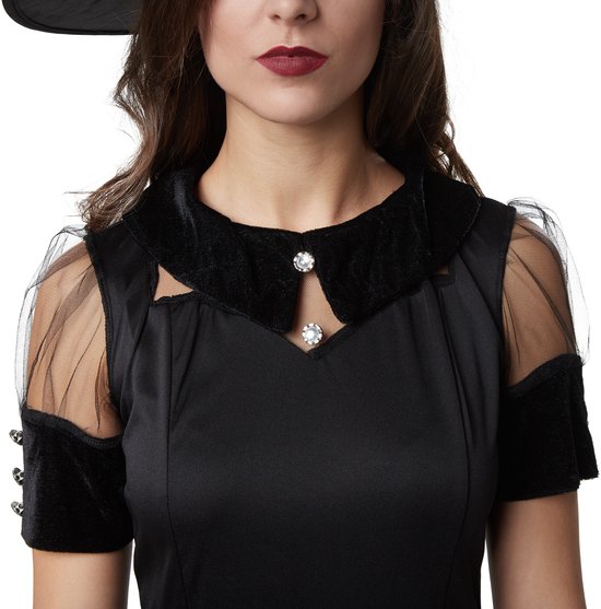 Dressforfun Zwarte heks Tarantella S - verkleedkleding kostuum halloween verkleden feestkleding carnavalskleding carnaval feestkledij partykleding - 302422