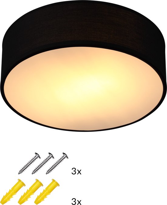 Monzana Plafondlamp - 40W Rond 30cm Fitting E27 - Zwart