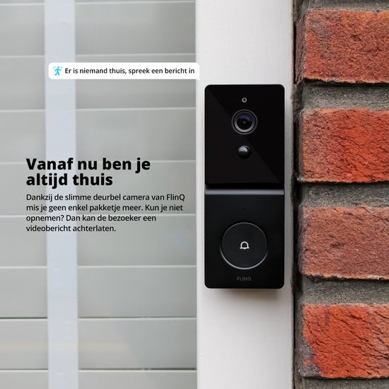 FlinQ Slimme Deurbel - Deurbel Draadloos - Deurbel met Camera - Incl Gong - 1080P HD - Zwart