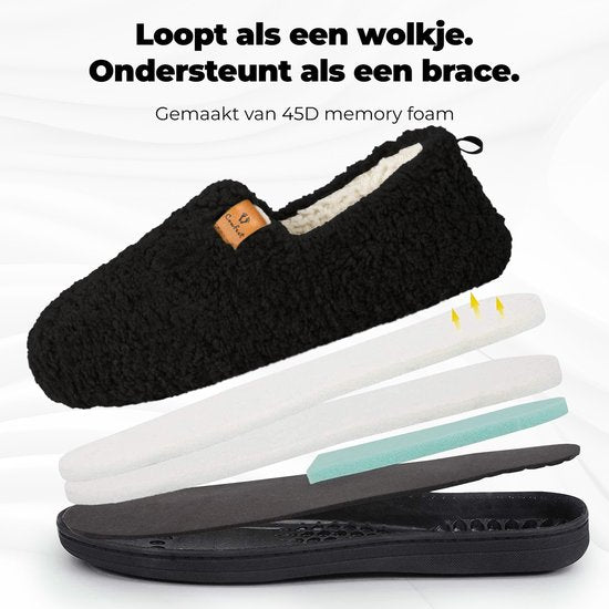 Pantoffels Dames - Sloffen - Maat 42/43 - Zwart - Anti-slip - Comfeet