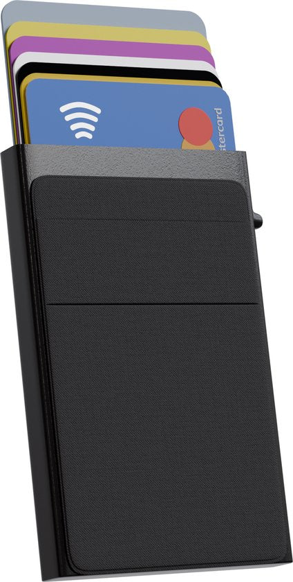 Nuvance - Pasjeshouder Uitschuifbaar - RFID Bescherming - Pasjeshouders voor Mannen en Vrouwen - Kaarthouder Pasjes - Creditcardhouder - Zwart