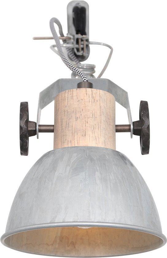 Klemspot en wandlamp Gearwood 2752NI Nikkel E27 fitting, trendy ontwerp, gemaakt van hout en metaal, voor binnengebruik, draaibaar en kantelbaar