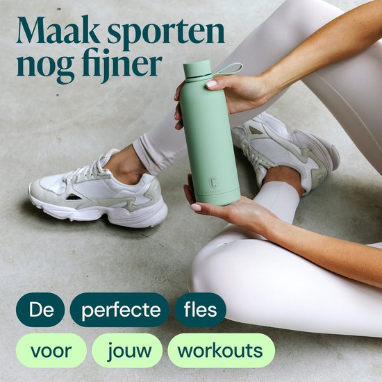 Castagnola Waterfles - RVS Drinkfles 500 ML - Stalen Thermosfles - Drinkflessen voor Volwassenen - Dubbelwandig - Groen