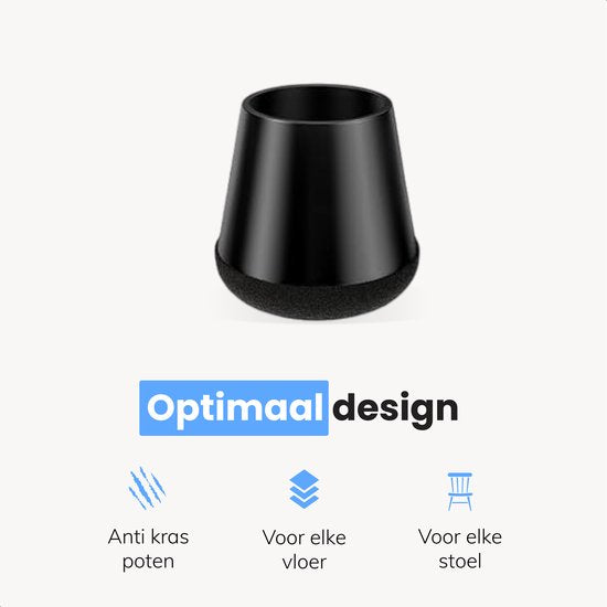 Lucht Stoelpoot beschermers met vilt - 32 stuks - Doppen 12-16mm - Met anti-kras vilt - Rond - Zwart - Vloerbescherming - Stoelpoot sokken - Zwart