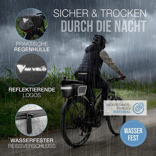 MIVELO - Fietstas voor bagagedrager - bagagedragertas fiets - uitbreidbaar tot 20 l - waterafstotend - 20 l grijs