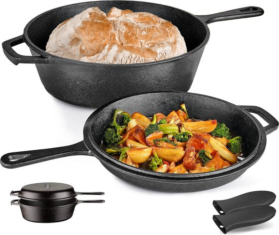 Castex Duocraft Gietijzeren Pan - Braadpan Inductie - Braadpannen - Stoofpan - Broodpan Gietijzer - Sudderpan
