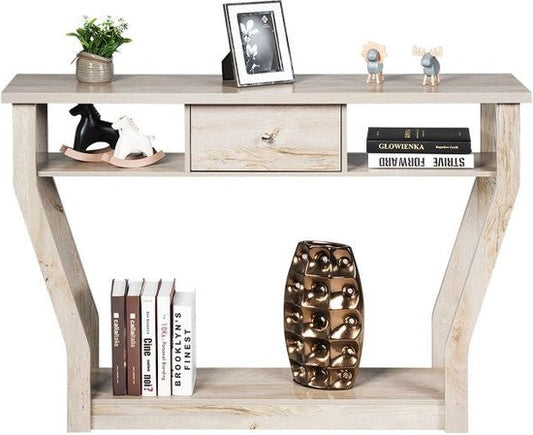 Coast Console Tafel – Met Lade & Plank – 3-Laags – Modern – 120 x 30 x 81 cm