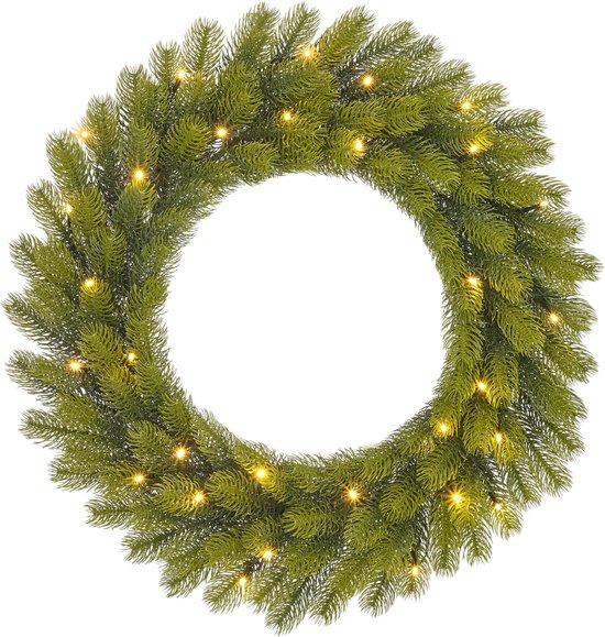 Black Box Trees Nigata Kerstkrans met LED Verlichting - Ø60 cm - Groen