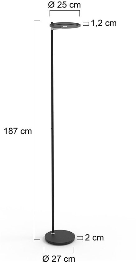 Steinhauer vloerlamp Turound - zwart - metaal - 27 cm - ingebouwde LED-module - 2993ZW