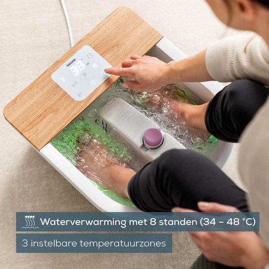 Beurer FB 65 Elektrisch voetenbad - Voetmassage - Trillings-en bubbelmassage - Aromatherapie - Infrarood - LED sfeerverlichting - Verwarming - Magnetische velden - Voetreflex rollers - 3 Pedicure-opzetstukken - Tot maat 51 - 3 Jaar garantie
