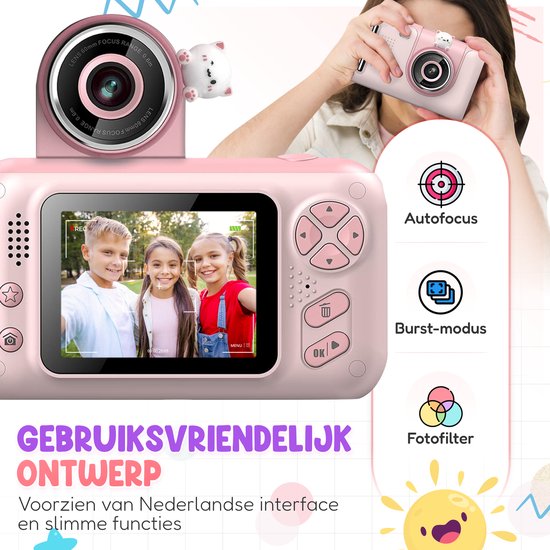 K&L Digitale Kindercamera Kids - Kinder vlog camera - Kindercamera's Digitaal - Fototoestel Kinderen - Kinderfototoestel