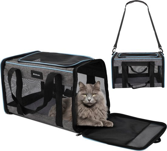 Volcan Reistas Kat - Reismand van Katoen - Draagtas Katten of Kleine Hond - Kattenreismand- Grijs