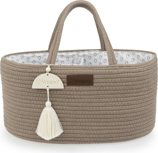 Yunioo Luiertas en Commodemandje │ Luiermand voor Babykameraccessoires │ Luier Organizer │ Opbergmand kinderkamer │ Kraamcadeau babyshower │Speelgoedmand │ Bruin