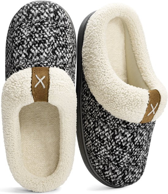 Pantoffels Dames - Sloffen - Maat 38/39 - Zwart/Grijs - Anti-slip - Comfeet