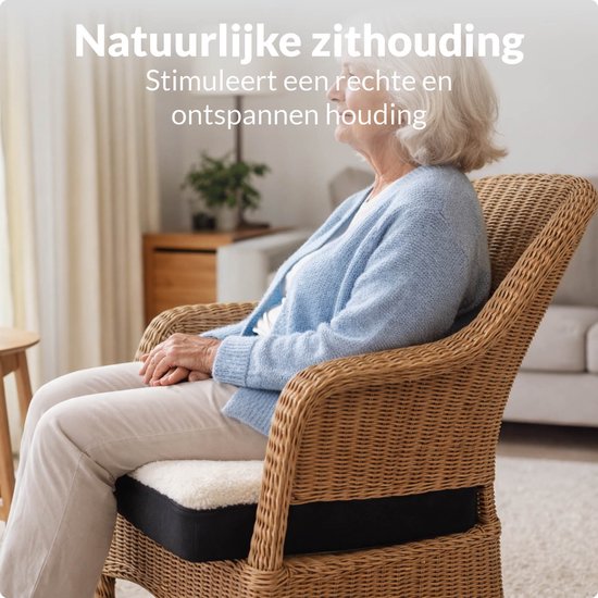 VEX VX-102 Zitkussen met Gel - Ondersteunt de Houding - Foam, Gel, Sherpa en Polyester - Universeel voor Diverse Zitoppervlakken - Wit / Zwart