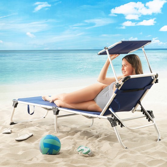 Ligstoel Bari Blauw 210x60x81cm