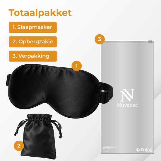Nuvance Slaapmasker - Zijden - Oogmasker - Verstelbaar - Ademend Ontwerp - voor Mannen & Vrouwen - Slaapmaskers
