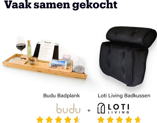 Loti Living Badkussen voor in bad – Badkussen – Nekkussen bad – Hoofdsteun bad – Badkussen met zuignappen – 6 Zuignappen – Ergonomisch nekkussen – Antislip - Zwart