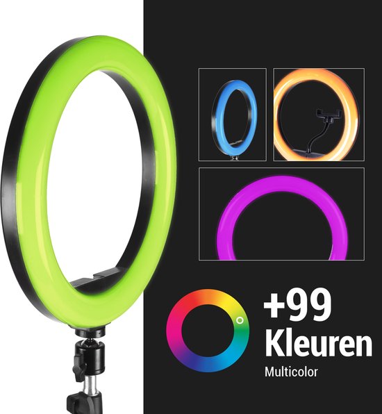 Magnify® 10" Ringlamp met Statief - 186cm Hoog - 2 Telefoonhouders - Bluetooth Shutter - TikTok - 99+ Kleuren - Inclusief Mini Statief